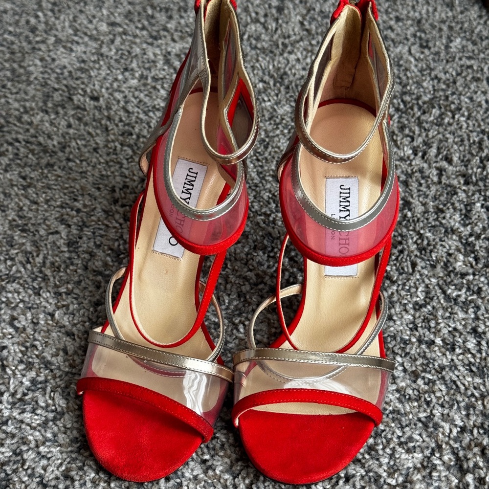 Jimmy Choo Red & Gold Women's Sandals